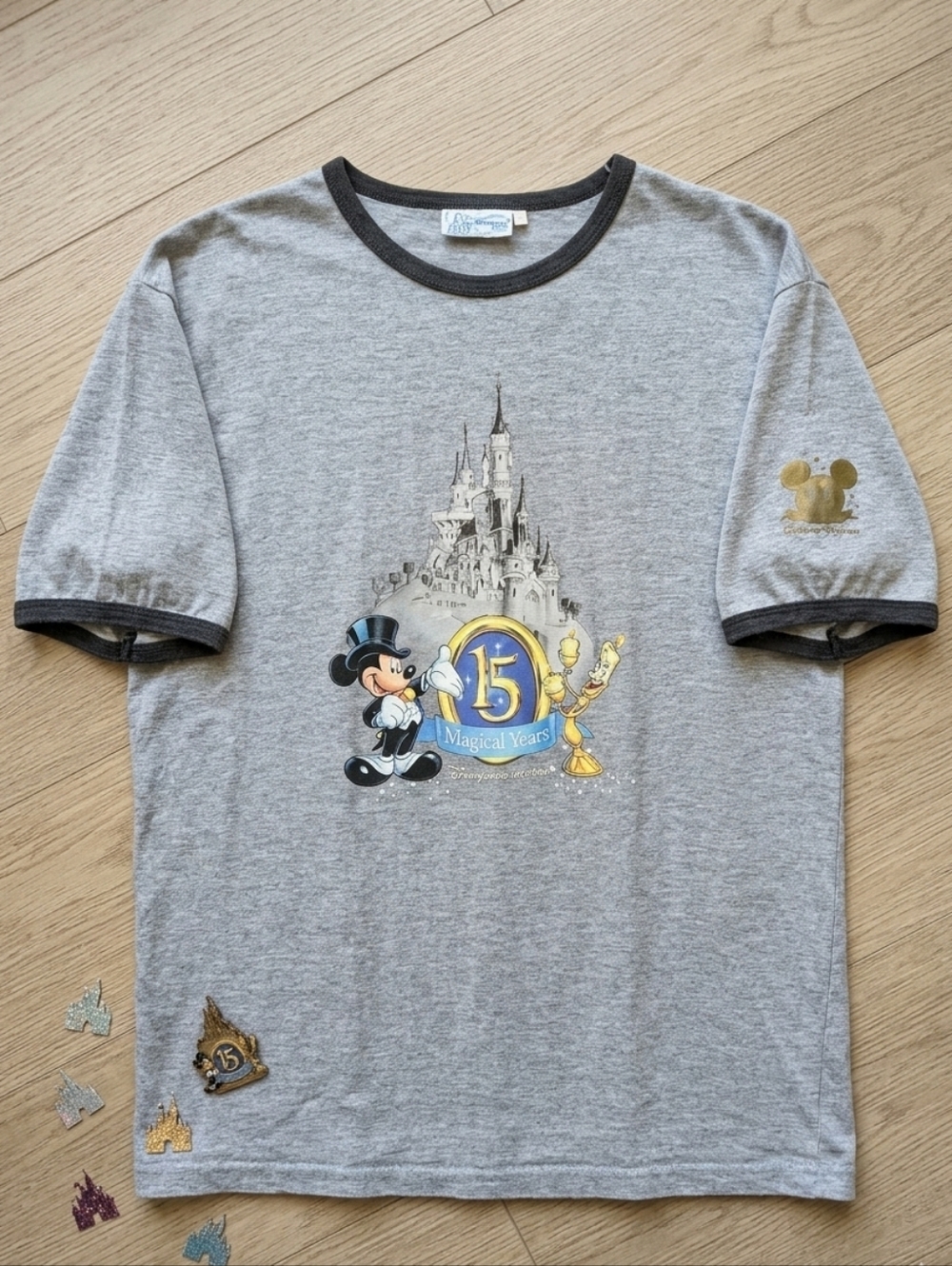 Disney Fashions Large Disneyland Paris 15th‎ Anniversary Mickey Mouse Ringer Tee